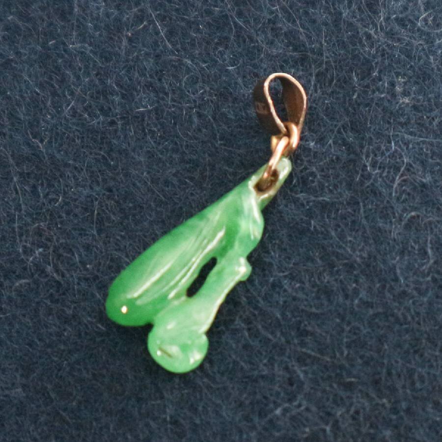 K18 stamp metal fittings .. jade pendant top approximately 0.86g natural stone Power Stone Vintage *803f16