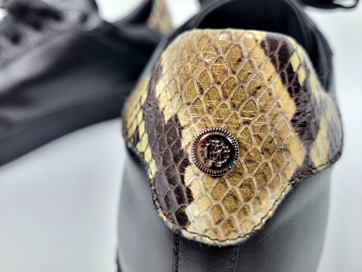  ultimate beautiful goods Italy made roberto cavalli leather sneakers black python 46 29cm degree ro belt kava Lilo belt ka burr original leather snake 