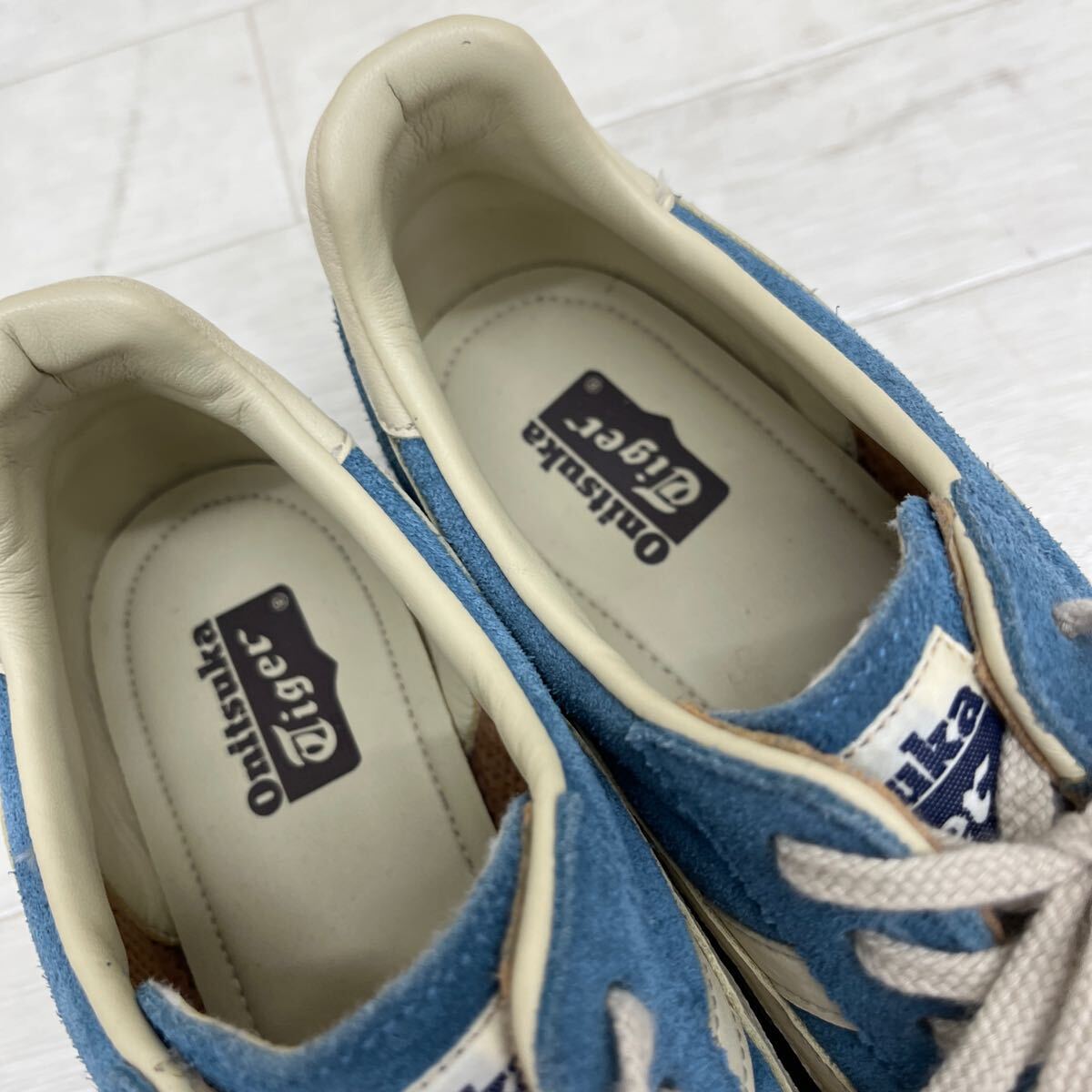 1400◎ Onitsuka Tiger オニツカタイガー 靴 シューズ スニーカー ローカット フラット ソール スエード ブルー レディース23.5_画像7