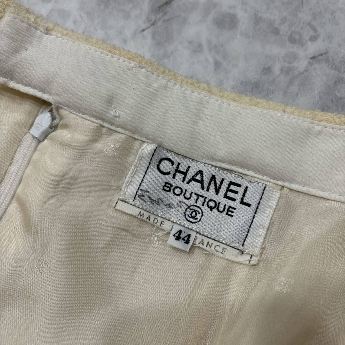 1円~＊ フランス製 希少 90's ヴィンテージ '至高の逸品' CHANEL BOUTIQUE シャネル 高品質 タイト スカート size44 レディース 高級婦人服_画像5