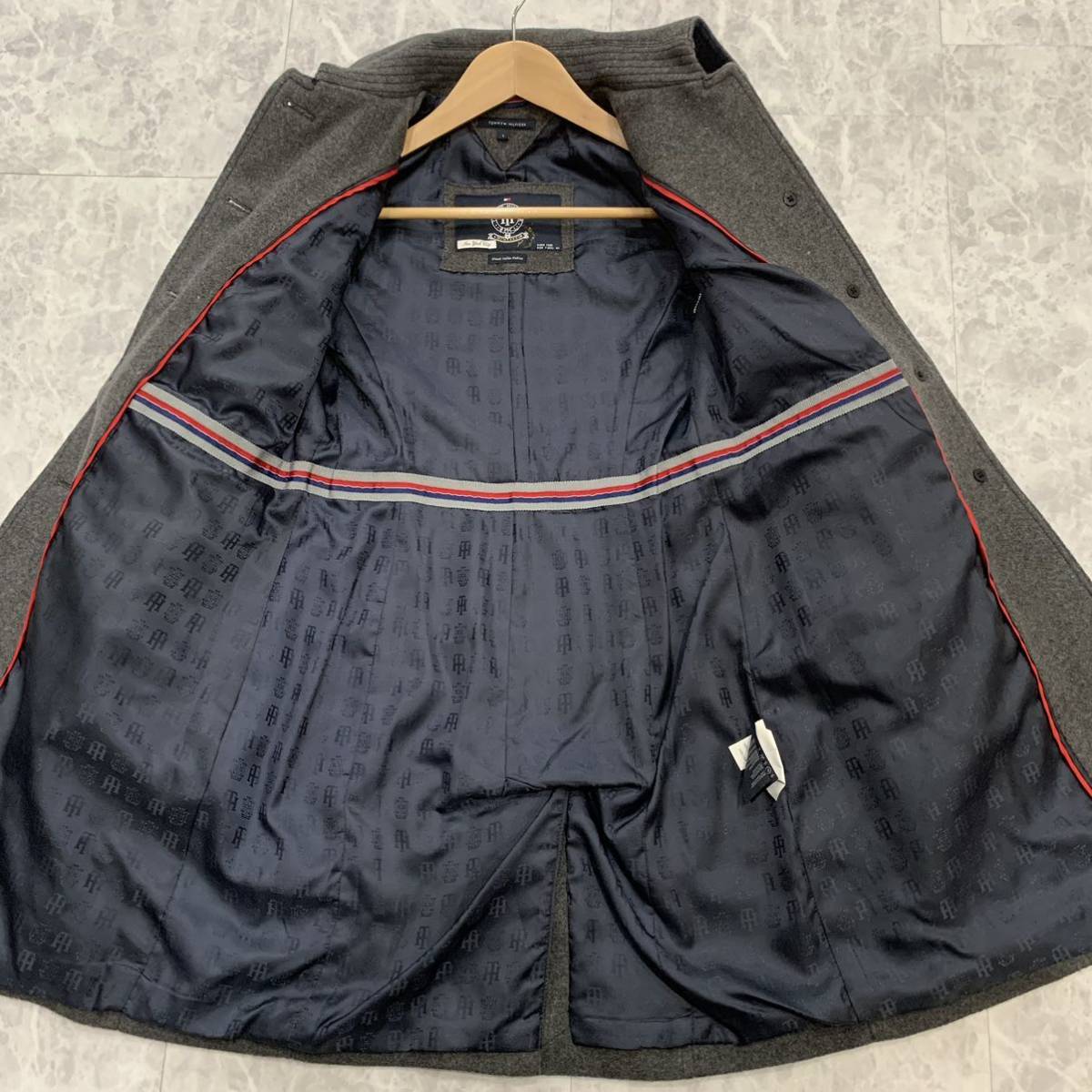 L ▼ 都会のカジュアルウェア '着心地抜群' TOMMY HILFIGER トミーヒルフィガー メルトンウール ボタン コート size:S アウター GLY 婦人服の画像5