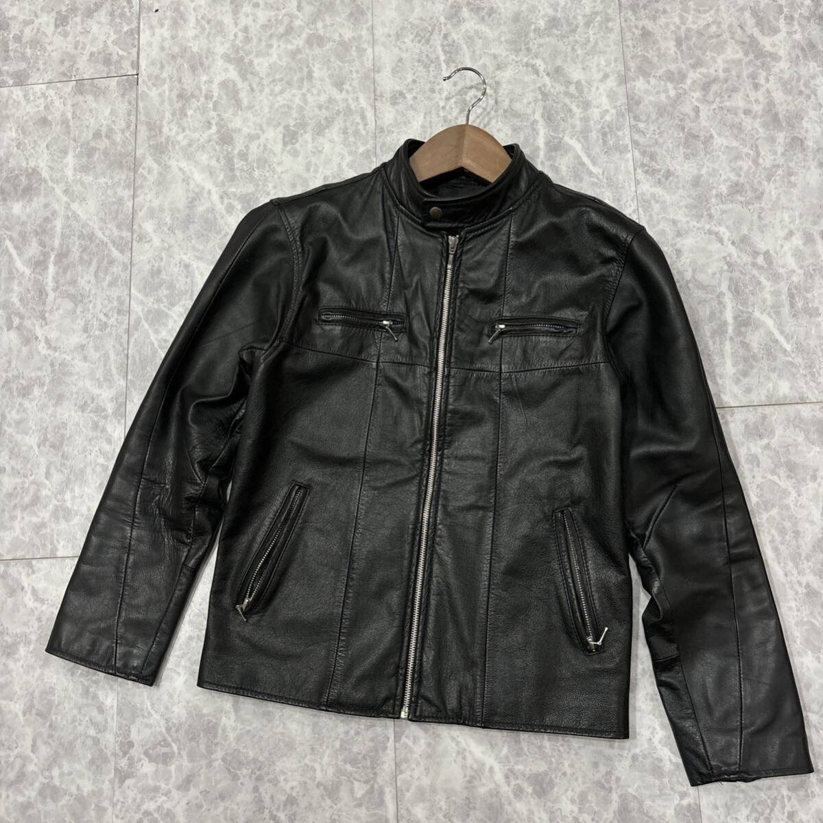 CC ＊ 極上LEATHER使用 '漢の逸品' SHIMOKITAZAWA RINGO 下北沢リンゴ 本革 レザー シングルライダース ジャケット M メンズ アウター_画像2