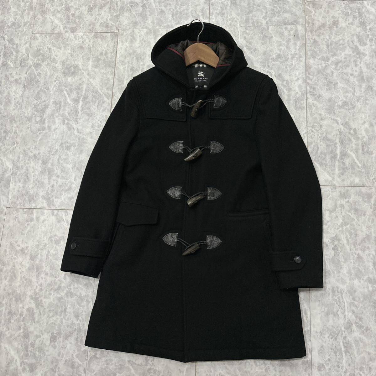 1円~ ＊ 国内正規品 '高級紳士服' BURBERRY BLACK LABEL バーバリー 裏地 チェック柄 中綿 カシミヤ混 メルトンウール ダッフルコート M_画像2