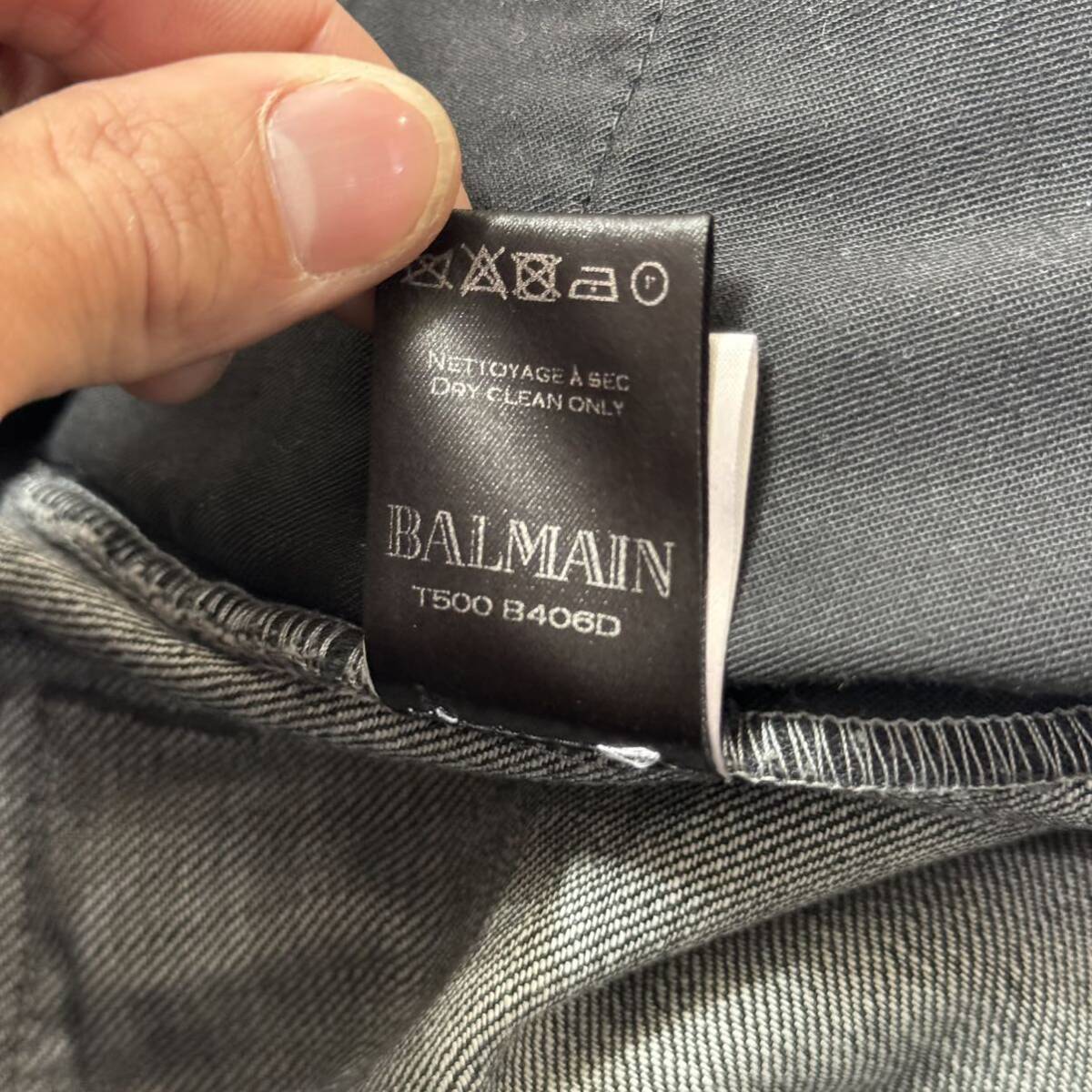 Q* high class luxury clothes \' Italy made \' BALMAIN Balmain solid cutting skinny denim pants jeans size:30 men's bottoms cotton inside design 