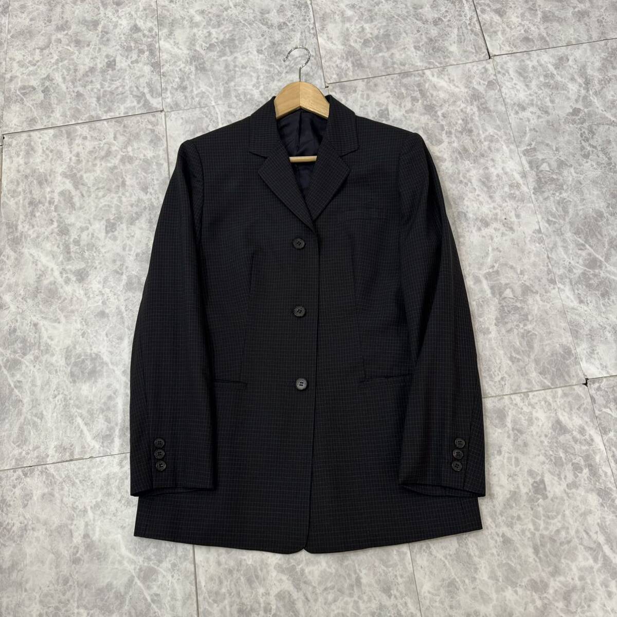 Q☆良品/高級ラグジュアリー服'2点セット' BURBERRY LONDON バーバリー 上下 セットアップ WOOL100% ピンチェック柄 スカートスーツ 婦人服_画像2