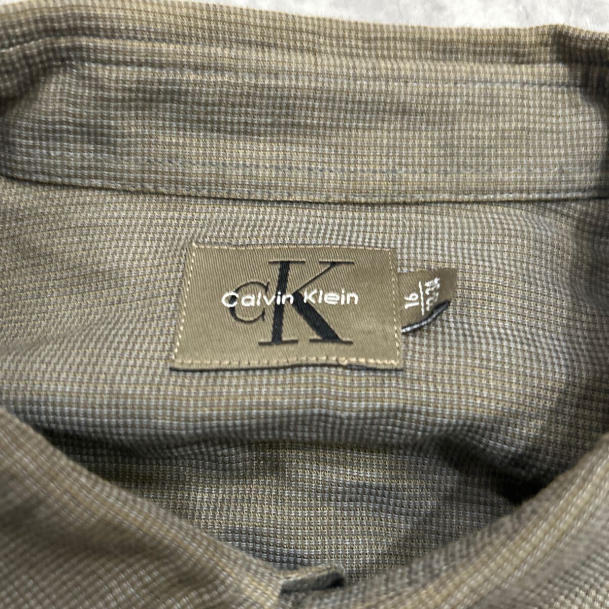 Y @ 日本製 '高級感溢れる' CK Calvin Klein カルバンクライン 長袖 COTTON ボタンシャツ size16 着心地抜群 メンズ 紳士服 トップス 古着_画像6