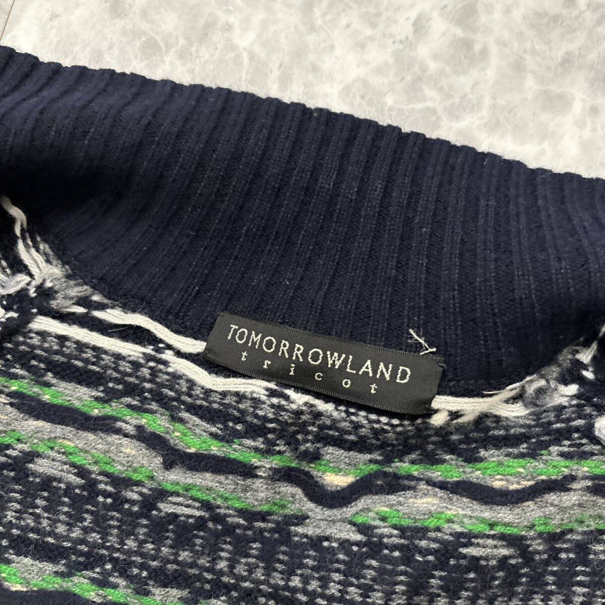 W ＊ 良品 '着心地抜群' TOMORROWLAND tricot トゥモローランド 高品質 WOOL ニット 長袖 フェアアイル柄 ブルゾン / ジャケット M メンズの画像6