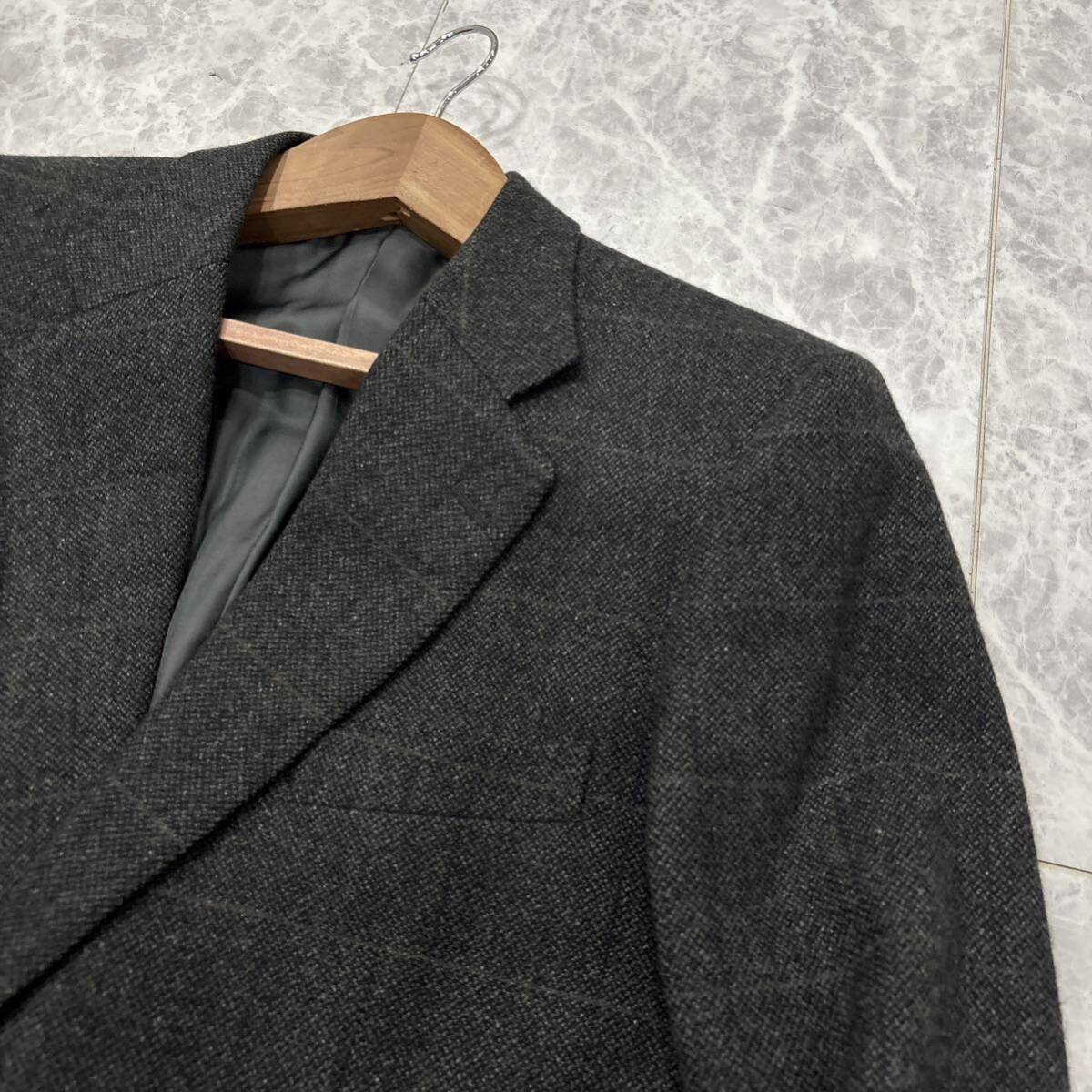 W ＊ 日本製 '極上カシミヤ100%' Aquascutum アクアスキュータム 最高峰 CASHMERE チェック柄 格子柄 テーラードジャケット 96AB5 メンズ_画像3