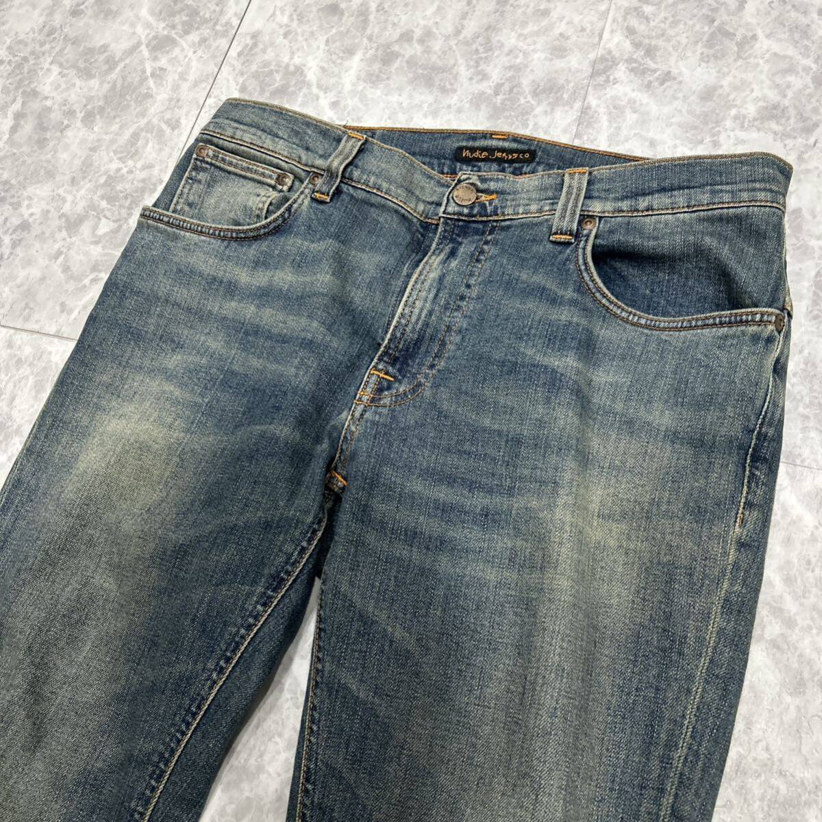 HH @ イタリア製 '洗礼されたデザイン' NUDIE JEANS ヌーディージーンズ 1004714 ヴィンテージ加工 デニムパンツ / ジーンズ W32 L32 古着_画像3