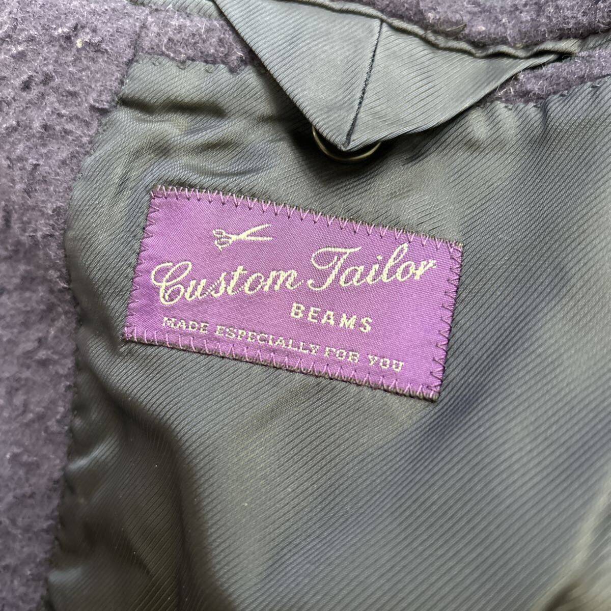 RRR @ 日本製 '洗礼されたデザイン' CUSTOM TAILOR BEAMS ビームス WOOL チェスターコート 上着 メンズ 紳士服 アウター 古着 PURPLE _画像8