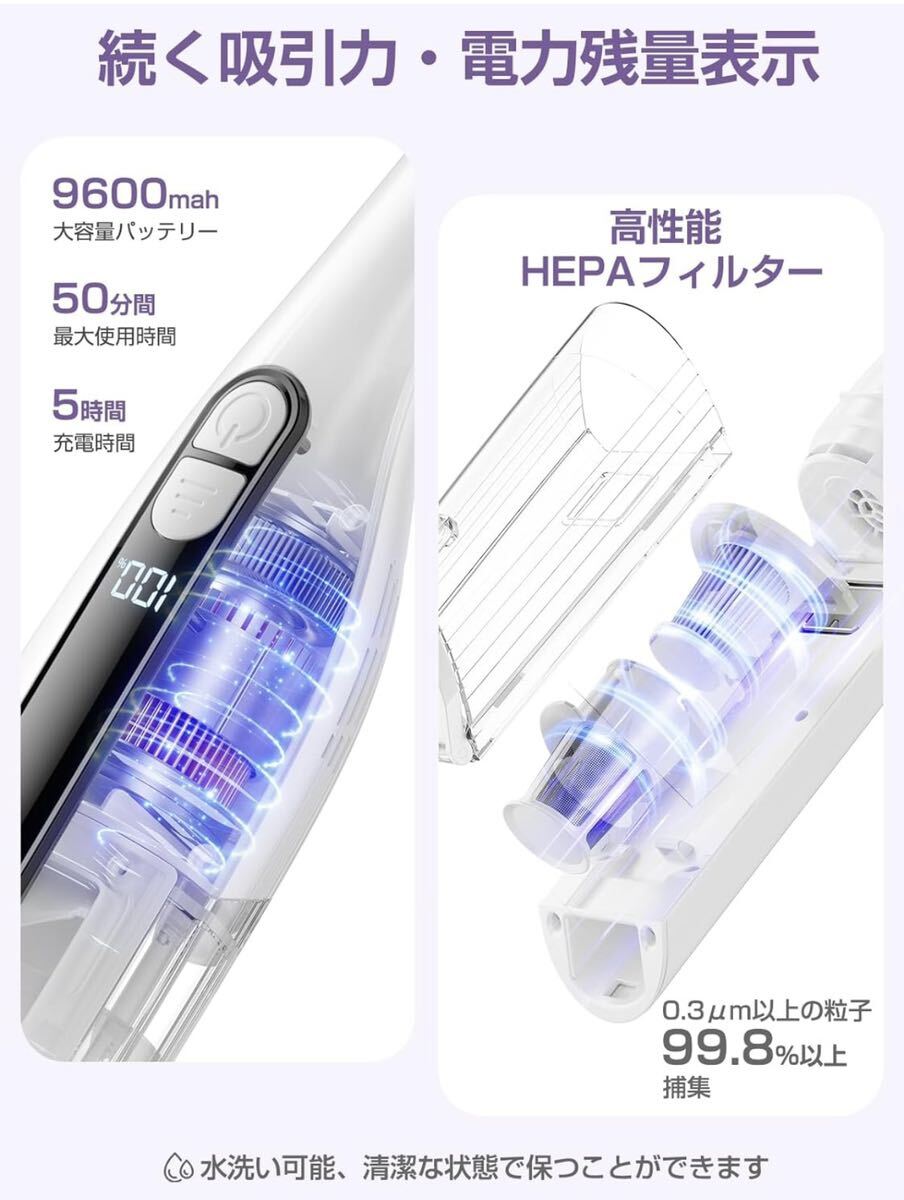 掃除機 Hypotrel 掃除機コードレス 自走式 28000pa 2way コードレス掃除機 軽量 スティッククリーナー 水洗い一人暮らし 強力吸引 PSE認証