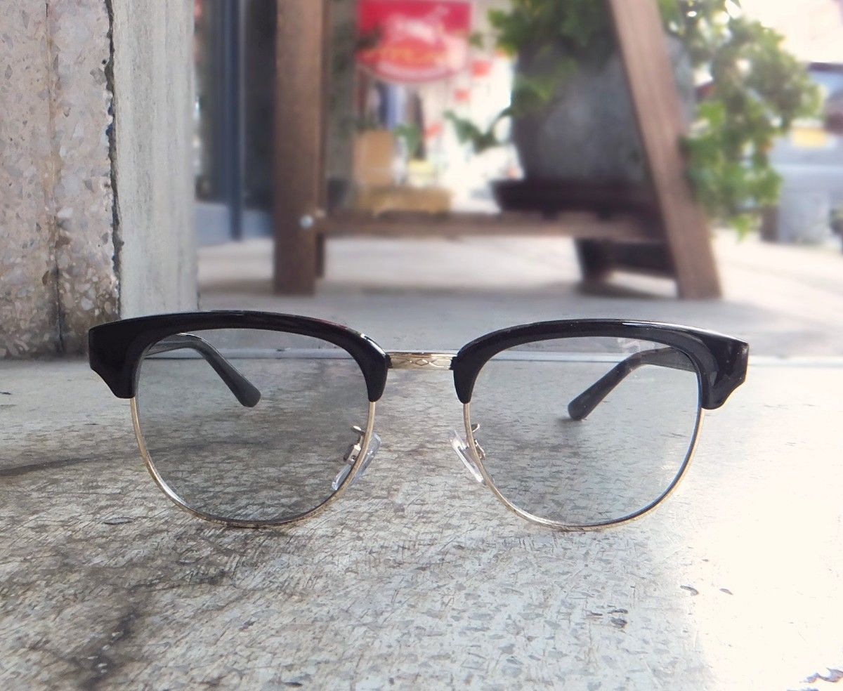 未使用 ブローサングラス ブラック＆ゴールド×ライトグレー ブロー型 サーモントシェイプ 眼鏡 めがね メガネ