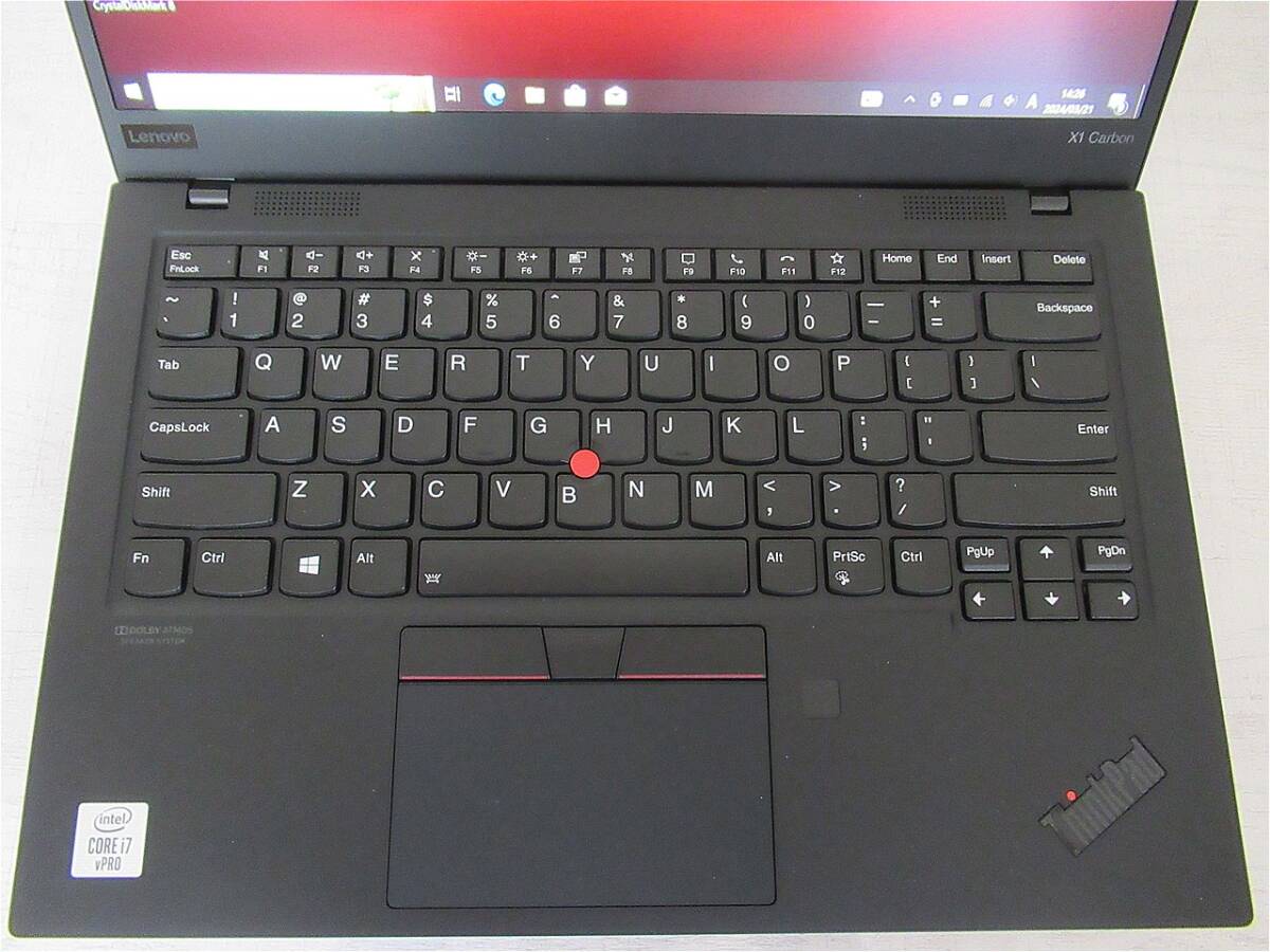 【美品】バッテリー新品同様 バックライトKB！Lenovo Thinkpad X1 Carbon Corei7（10610U）officeもインストール済!！_画像5