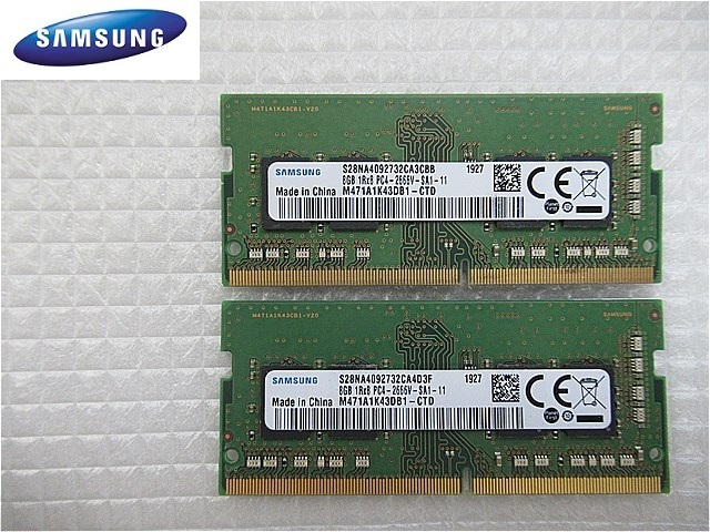 ラスト1式【今週のノート向けメモリ】SAMSUNG 1R*8 PC4-2666V-SA1-11 8GB×2枚 計16GBの画像1