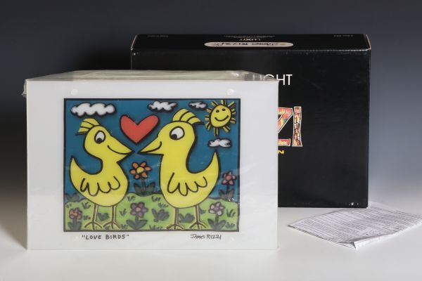 8459 ジェームス・リジィ James Rizzi アートライト「LOVE BIRDS」 専用箱 約30cm×21cm Rizzi Art Light ポップアート MADE IN ITALY