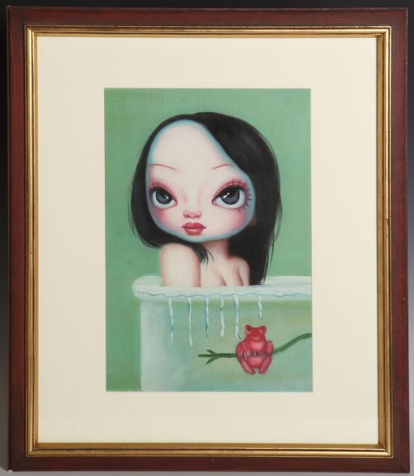 8489 author un- details temporary .:[ bathing. woman ] acrylic fiber F3 corresponding frame portrait painting woman . pop art 