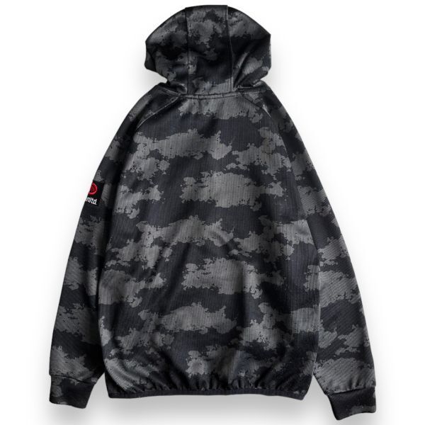 ECKO UNLTD エコー アンリミテッド 総柄 カモフラ ポリエステル スウェット ジップ パーカー 迷彩 フーディー ジャケット L ブラック系_画像7