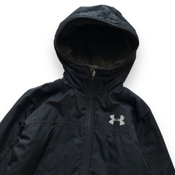 UNDER ARMOUR Under Armor COLDGEAR cotton inside half height bench coat print Logo jacket protection against cold outer Kids YMD 140 black 