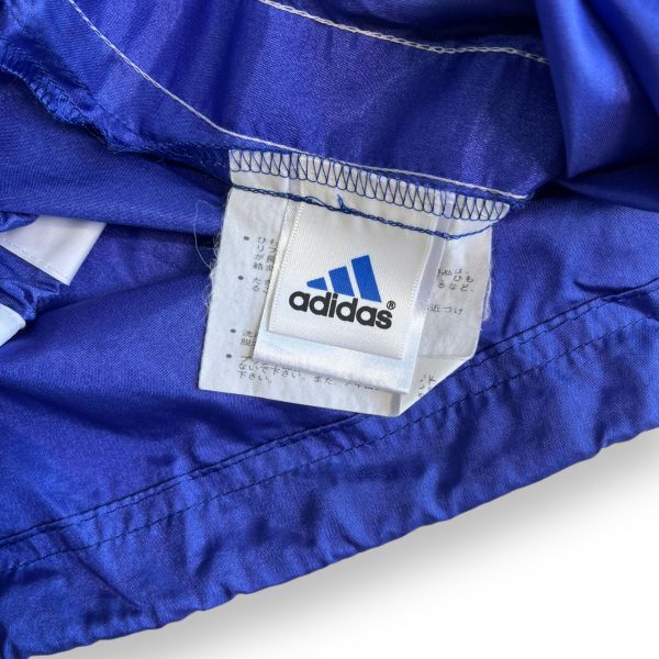 日本製 adidas アディダス プリントロゴ プルオーバー ナイロン ピステ トレーニング サッカー フットサル ウィンドブレーカー M～L ブルー_画像6