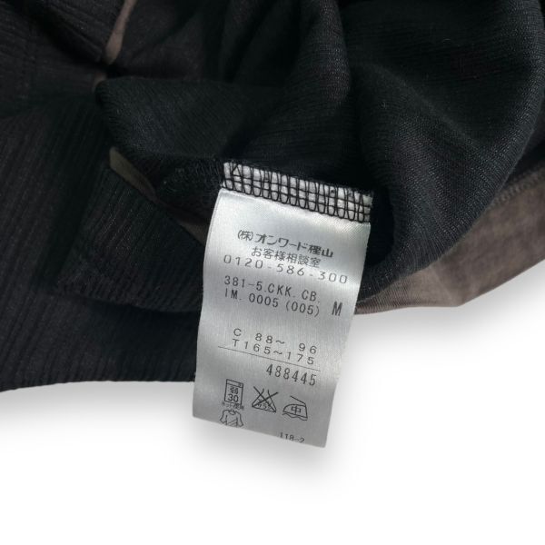 日本製 Calvin Klein CK カルバンクライン Vネック リブ コットン ポリエステル カットソー 長袖 Tシャツ ロンT トップス M ブラック系_画像3