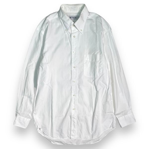 鎌倉シャツ Maker's Shirt 鎌倉 ボタンダウン 長袖 コットン シャツ ピンストライプ ワイシャツ スーツ カジュアル 41/83 ホワイト 白の画像1