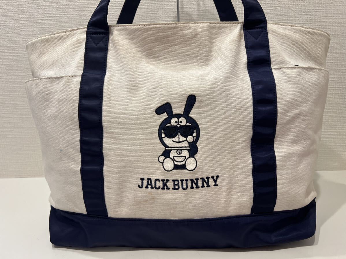 ★Jack Bunny!!×ドラえもん★ジャックバニー★コラボ★カートバッグ★ゴルフバッグ★キャンバストートバッグ★刺繍★大容量★白×紺★_画像2