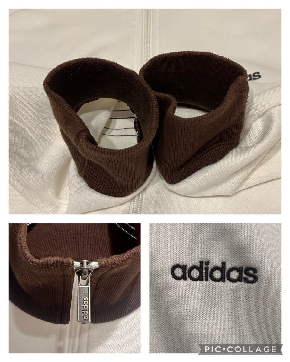 ★00s★adidas★アディダス★トラックジャケット★トラックトップ★ジャージ★ワンポイントロゴ★刺繍ロゴ★三本ライン★白×茶色★Mサイズの画像7