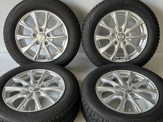 中古 ホイールタイヤ 4本 185/65R15 2019年製 6分山 ウェッズ ジョーカー スタッドレス タイヤ ブリヂストン ブリザックVRX_画像1