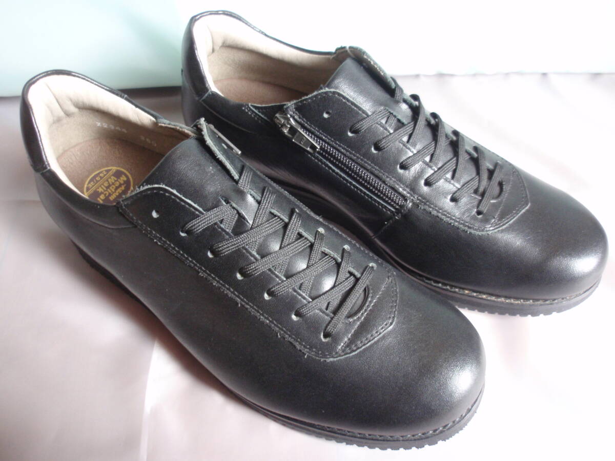  unused tag attaching men's 26.0.27500 jpy made in Japan Asahi medical walk 2944 fastener black original leather 3E walking 