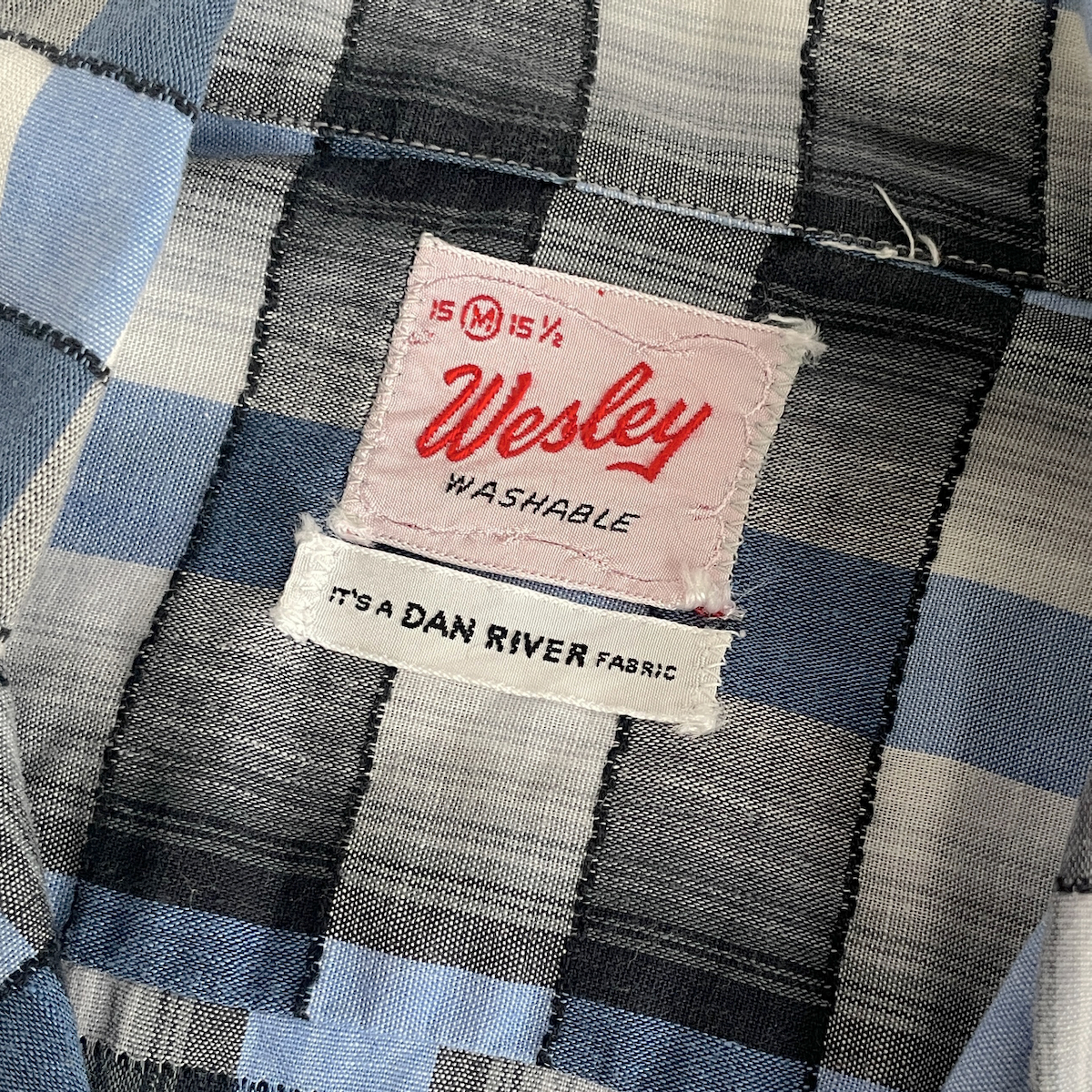 50~60s【WESLEY社】ヴィンテージ 開襟 オープンカラー チェックシャツ（メンズ ファッション 古着 オンブレ
