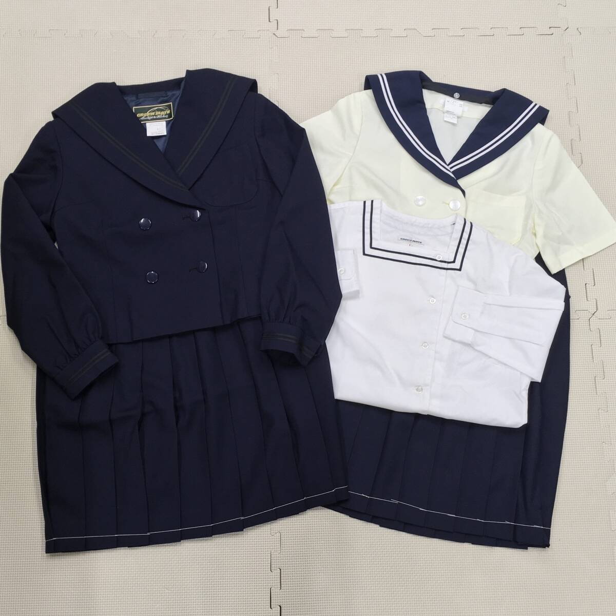 (未使用品)郡山商業高校 女子学生服 5点セット /外袋無し/M-/L-/セーラーブレザー/ブラウス/セーラー/スカート/冬服/夏服の画像1