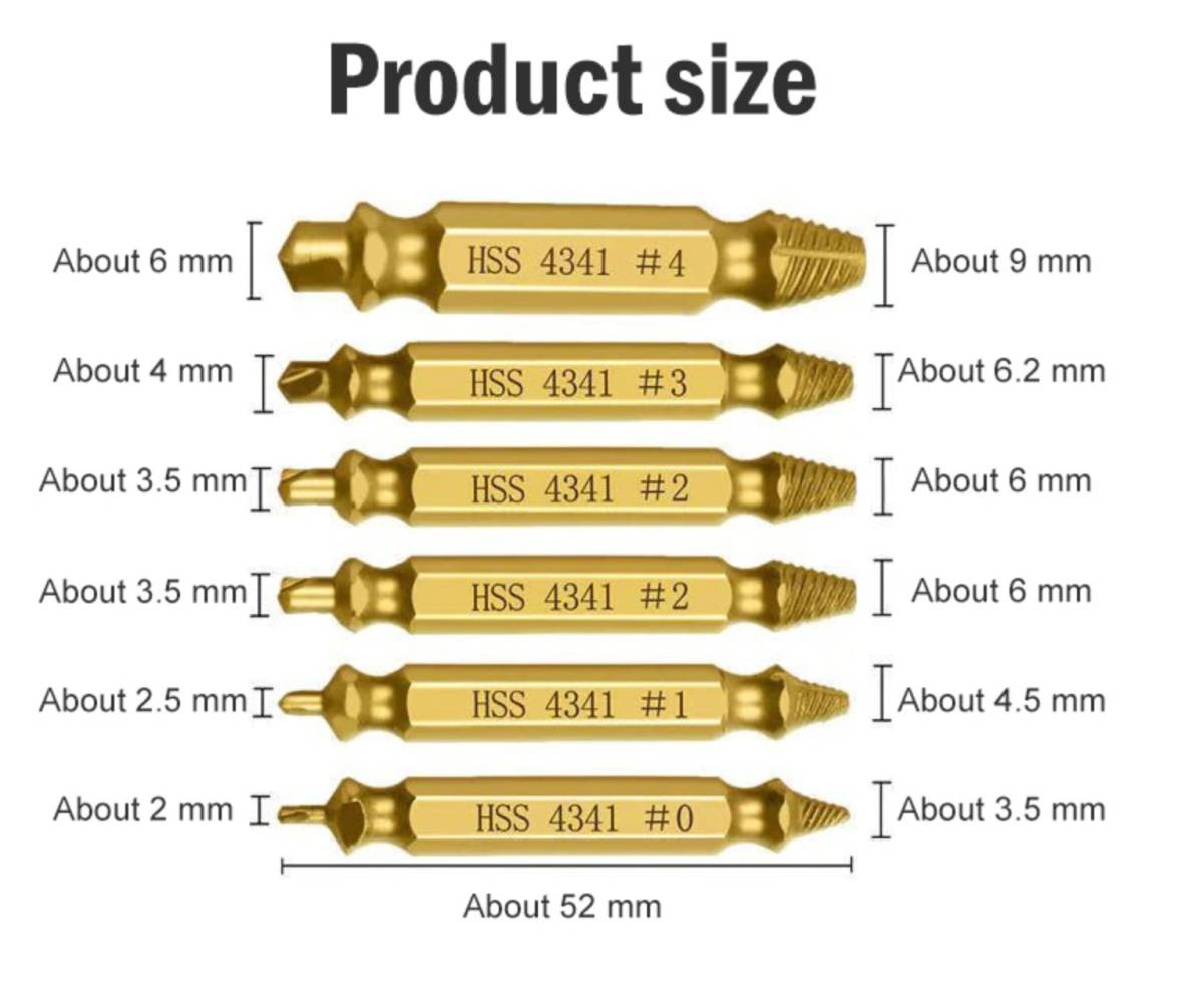 破損ネジリムーバー 救出ビット なめネジ除去ドリルビット 5本セット 高速度鋼製_画像2