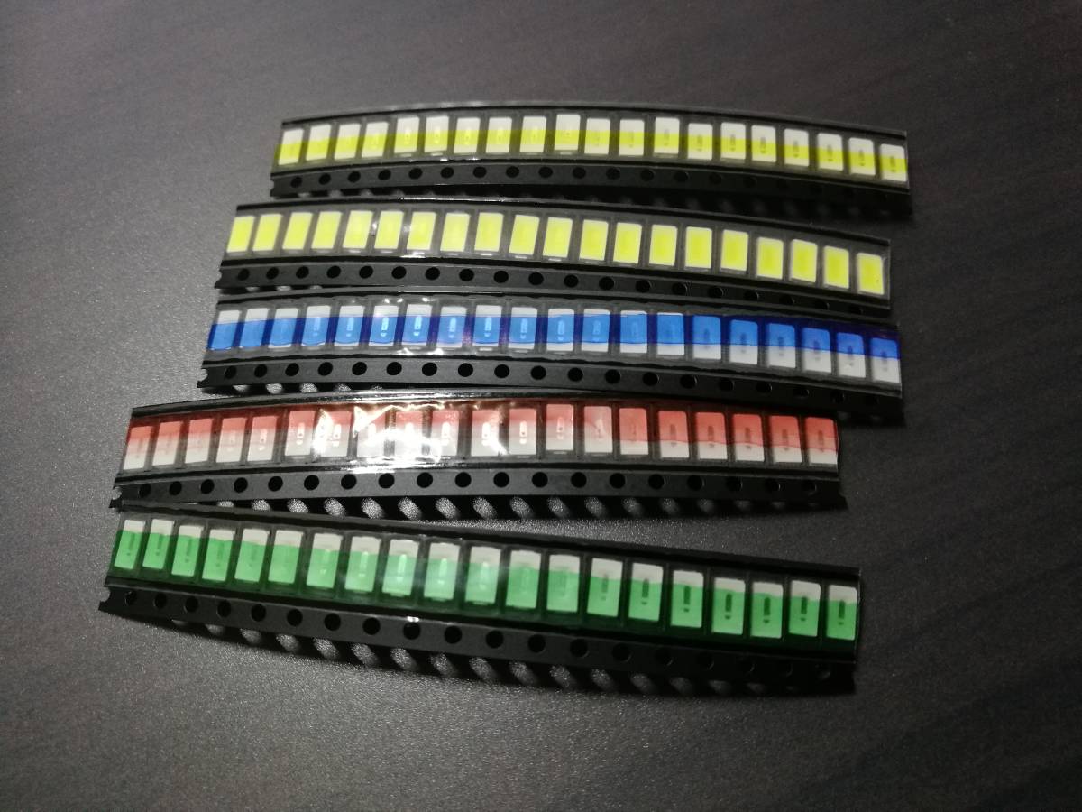 チップLED 5730サイズ 5色 白 青 赤 緑 黄 各色20個 計100個セット_画像1