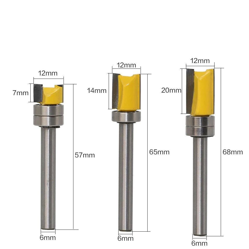  woodworking groove router bit trimmer axis car nk6mm cutter endmill ho zo hole 3 pcs set 