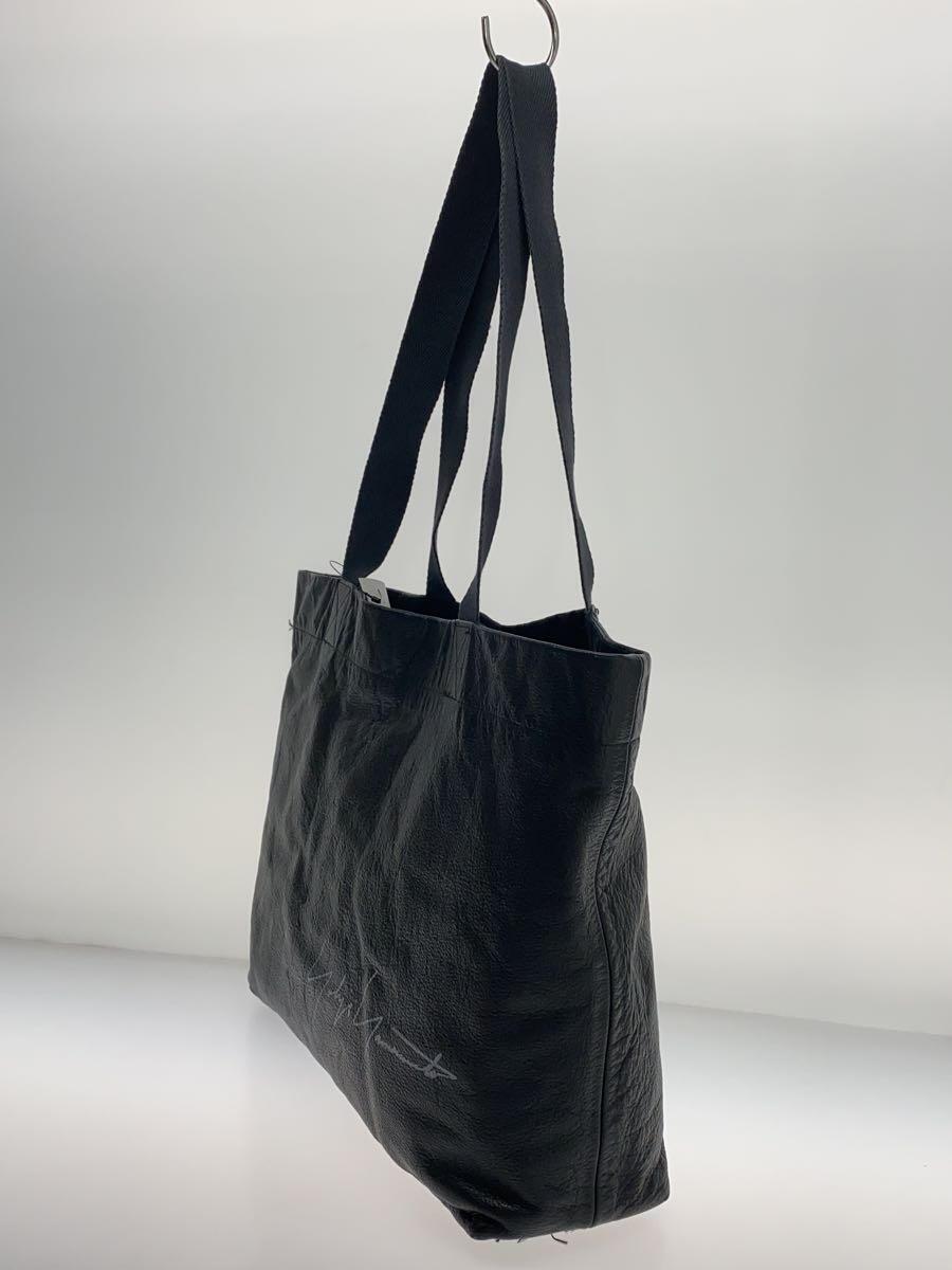 YOHJI YAMAMOTO◆トートバッグ/レザー/BLK_画像2