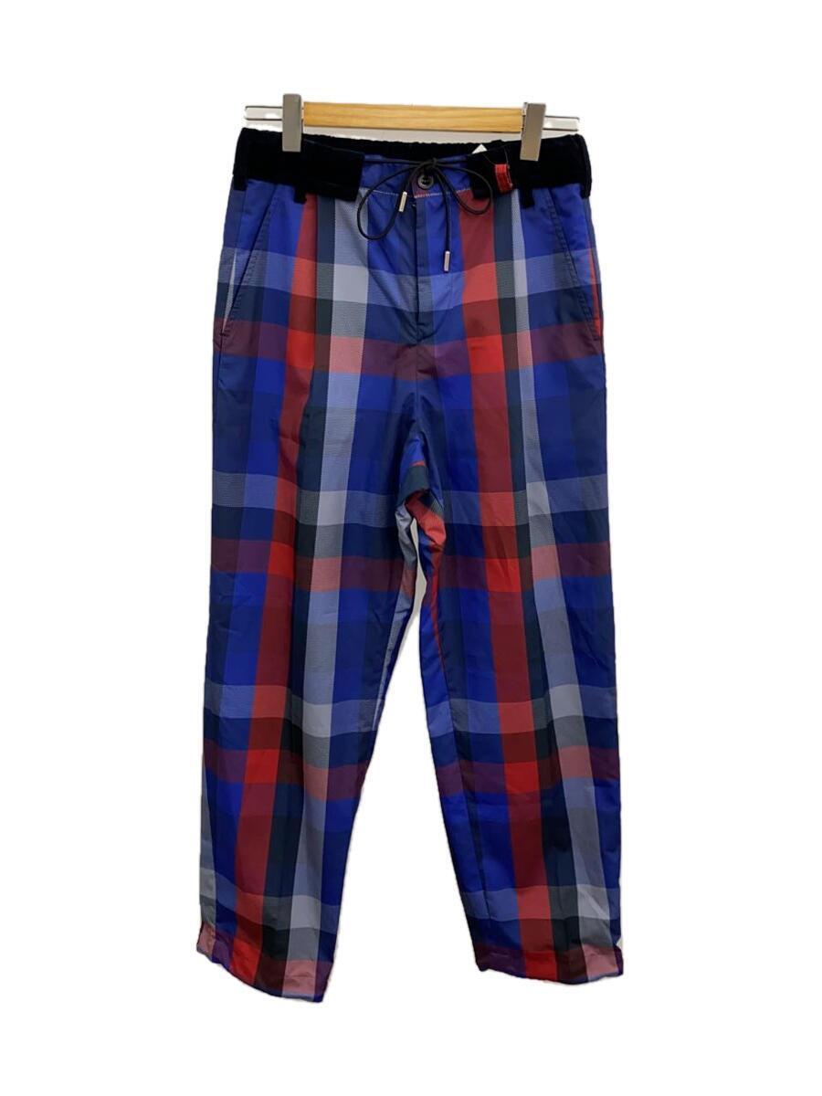 sacai◆22AW/Plaid Pants/ボトム/1/ポリエステル/ブルー/チェック/22-02839ｍ/サカイ