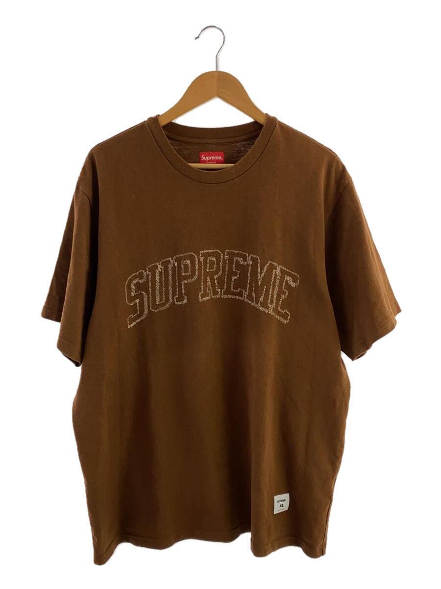 Supreme◆23ss sketch embroidered/Tシャツ/XL/コットン/ブラウン/刺繍