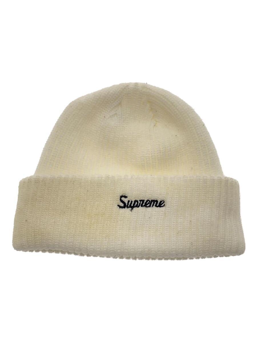 Supreme◆筆記体ロゴビーニー/ニットキャップ/FREE/アクリル/WHT/メンズ_画像1