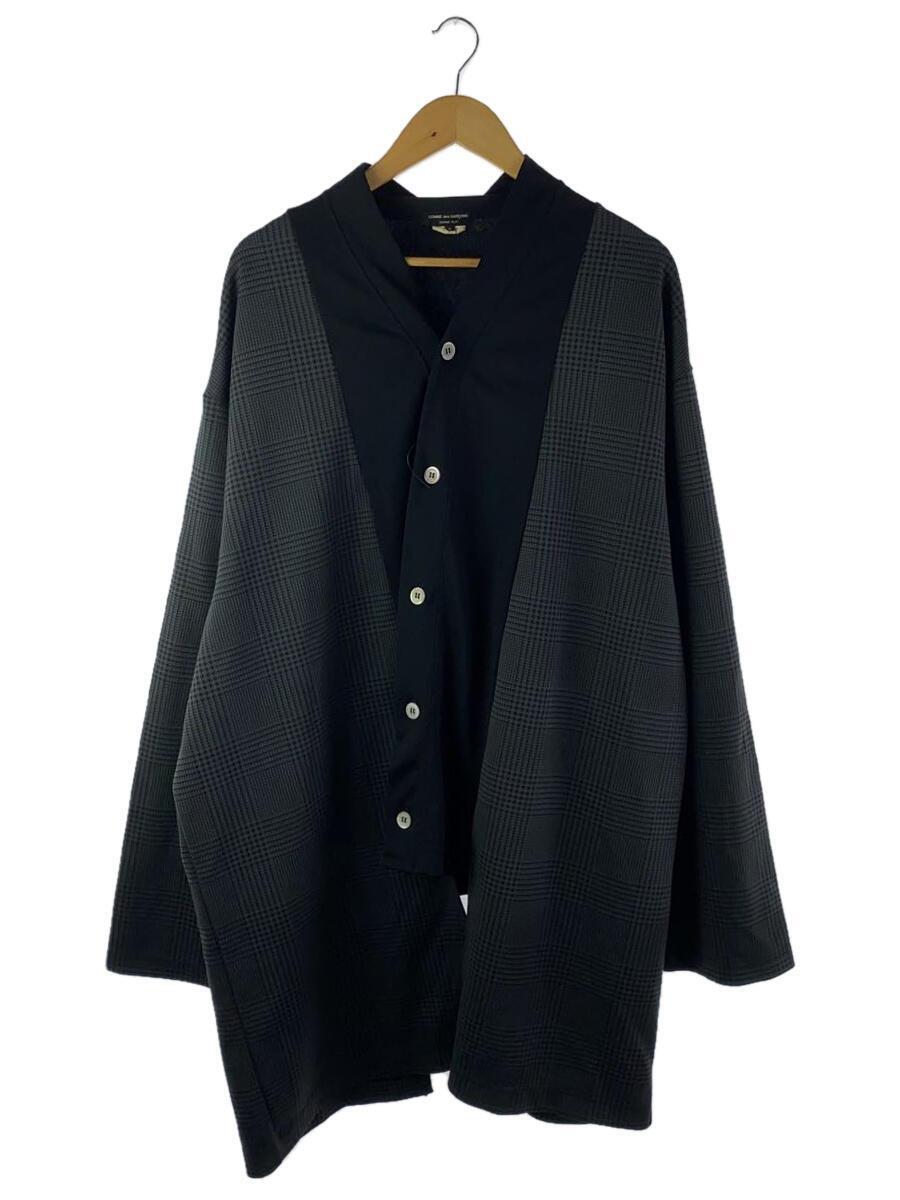 COMME des GARCONS HOMME PLUS◆ドッキングカーディガン/21AW/M/ポリエステル/BLK/千鳥格子/PH-T002