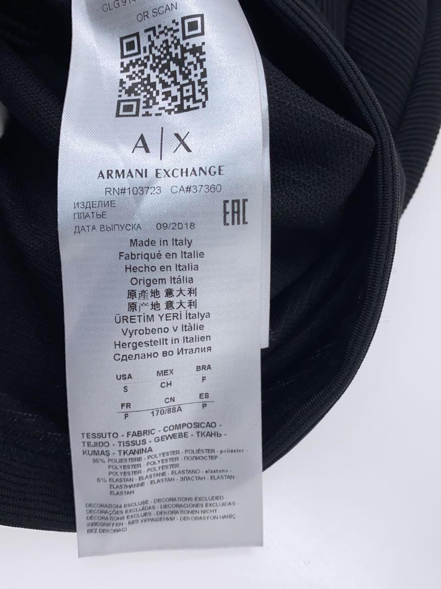 ARMANI EXCHANGE◆7分袖ワンピース/S/ポリエステル/ブラック/無地_画像4