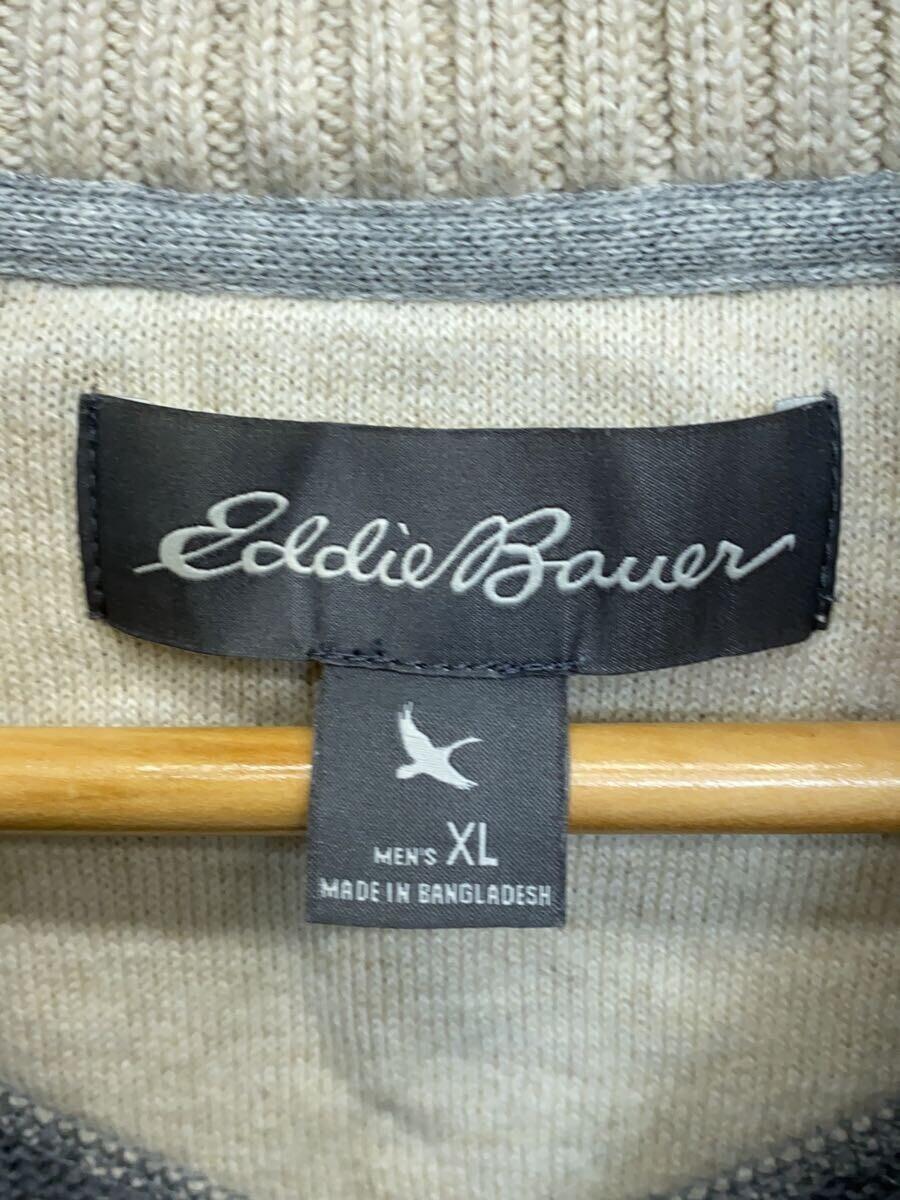 EDDIE BAUER◆ハーフジップセーター(厚手)/XL/コットン/グレー/無地_画像3