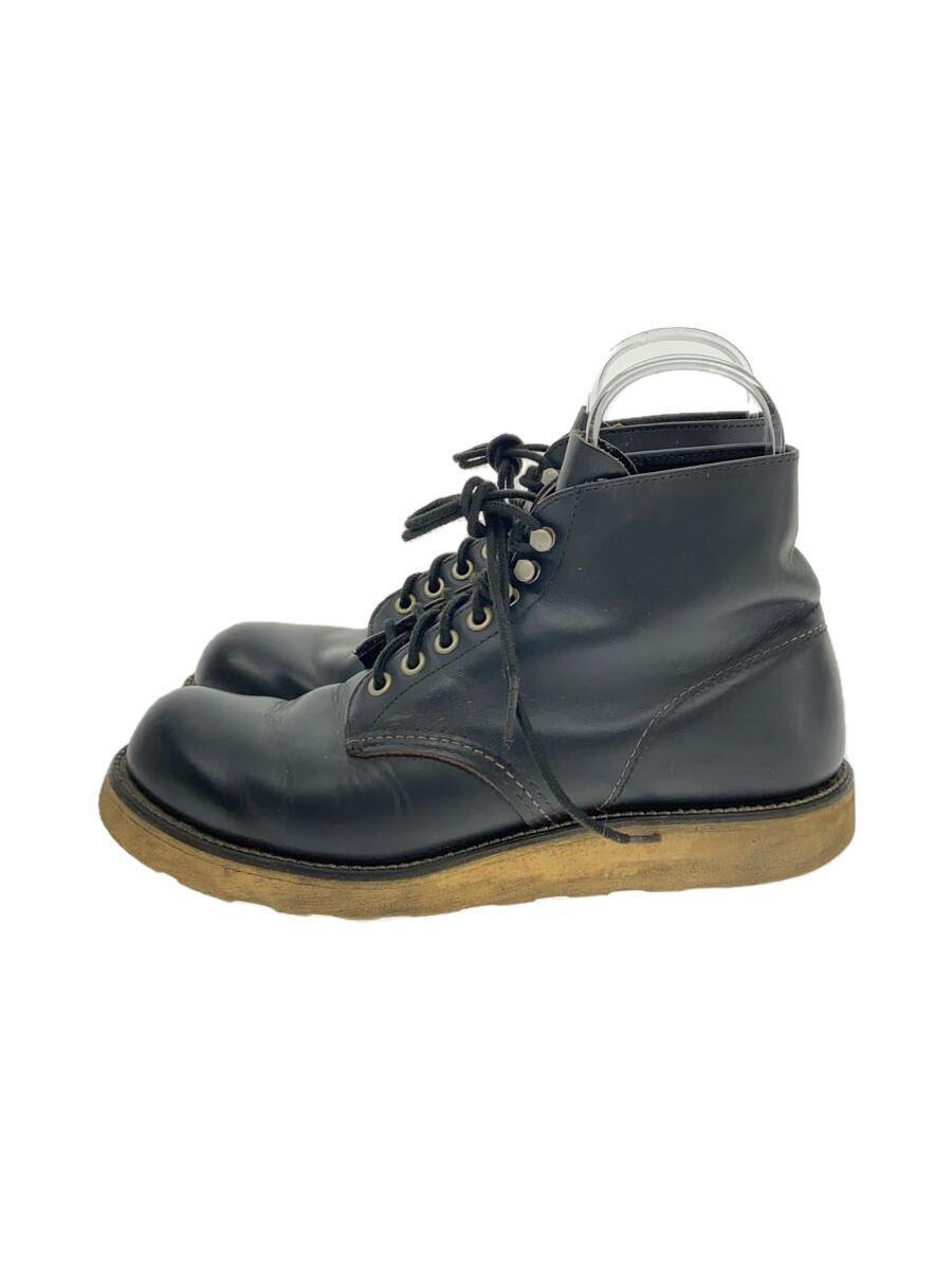 RED WING◆レースアップブーツ・6インチクラシックプレーントゥ/US7.5/BLK/レザー_画像1