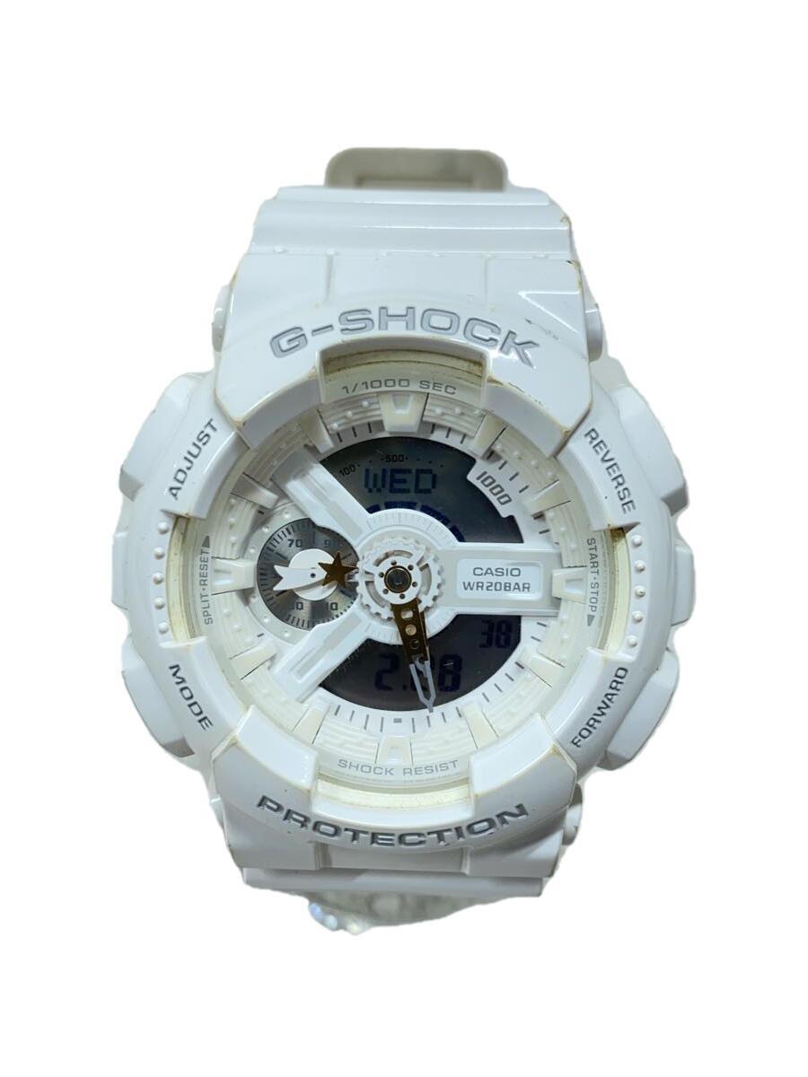 CASIO◆クォーツ腕時計/デジタル/ラバー/WHT/WHT/GA-110LE