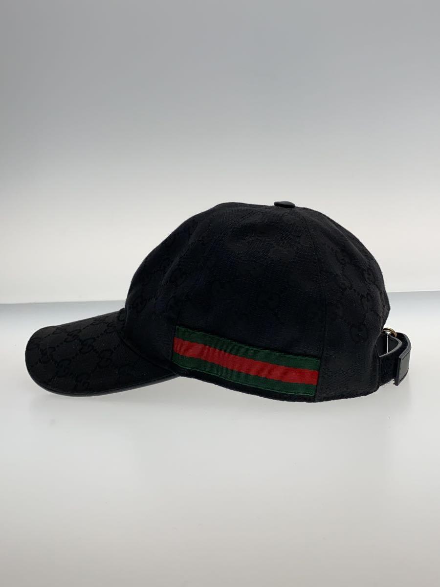 GUCCI◆GGキャンバス/ベースボールキャップ/ヨゴレ有/S/57/BLK/メンズ/200035・204891_画像2