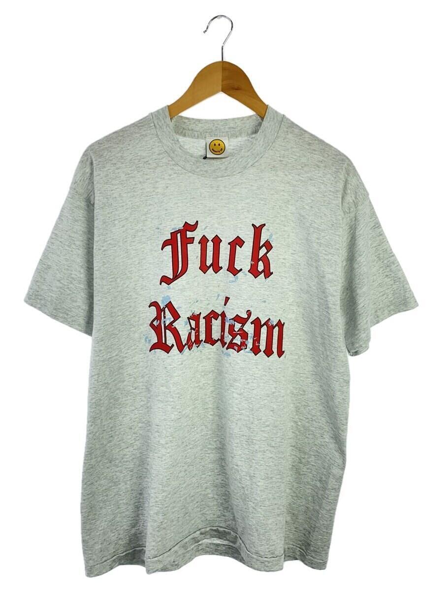 FRUIT OF THE LOOM◆what`s up/fuck Racism/Tシャツ/XL/コットン/GRY