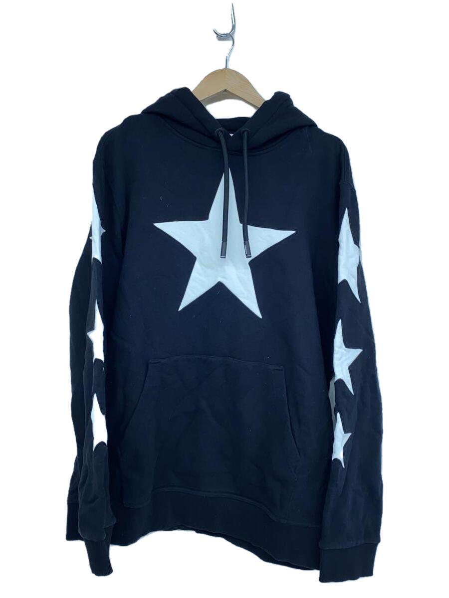 BURBERRY◆Star oversized hoodie/パーカー/XL/コットン/ブラック/黒