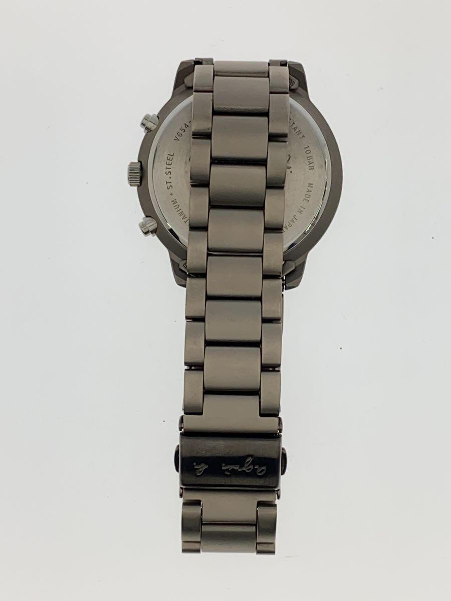 agnes b.◆ кварцевый  наручные часы / аналоговый / нержавеющая сталь /BLK/SLV/V654-6110