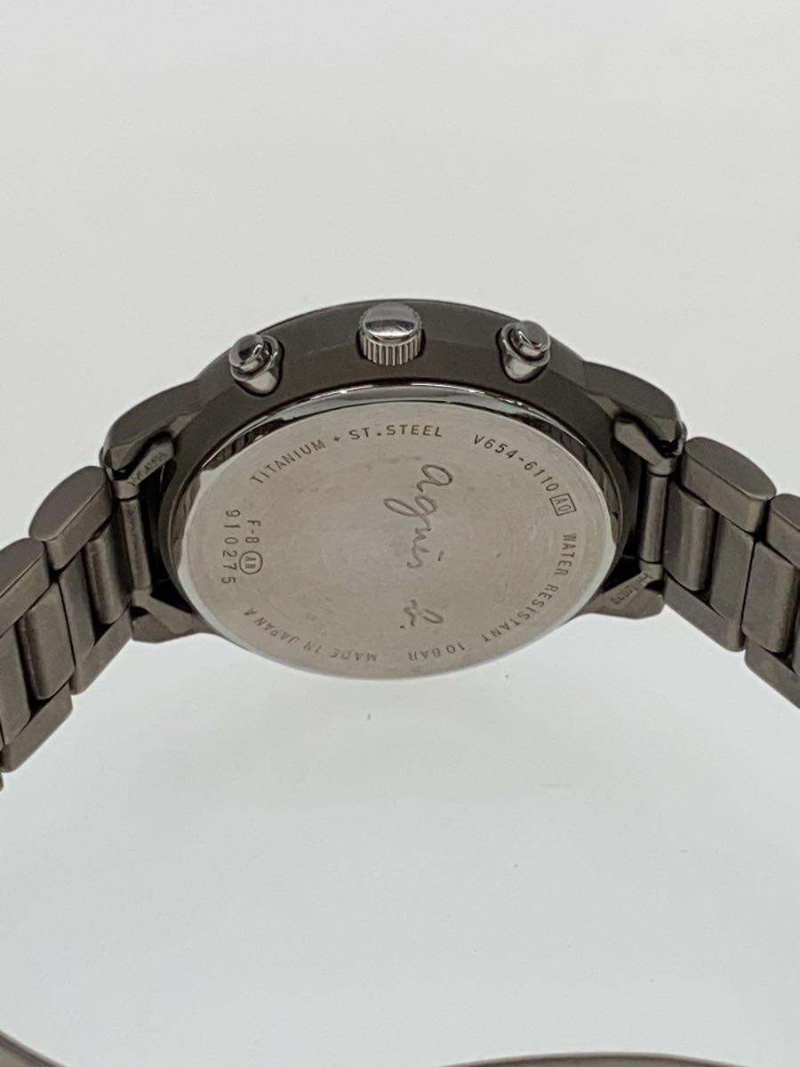 agnes b.◆ кварцевый  наручные часы / аналоговый / нержавеющая сталь /BLK/SLV/V654-6110