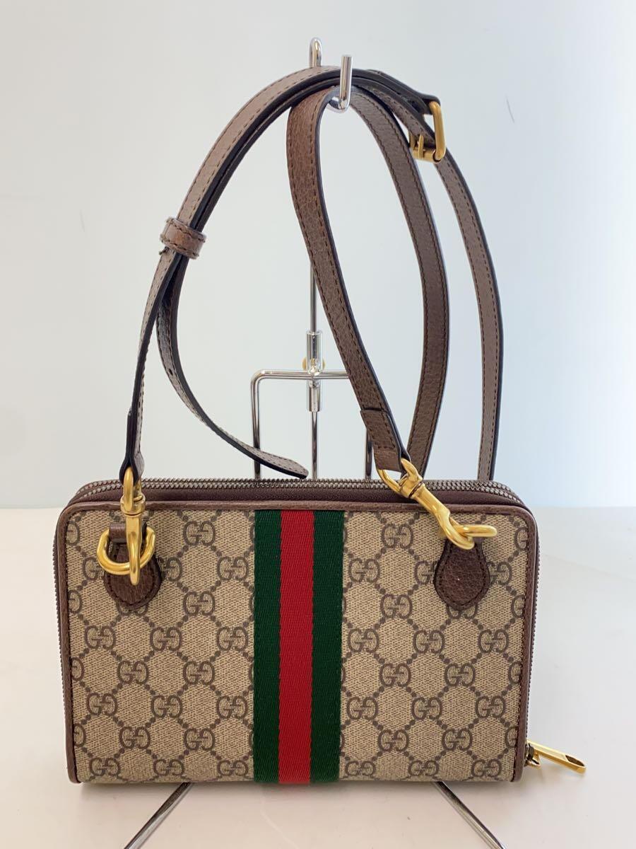 GUCCI◆オフィディアショルダーバッグ/PVC/カーキ/ブラウン/GGスプリーム/575722_画像3