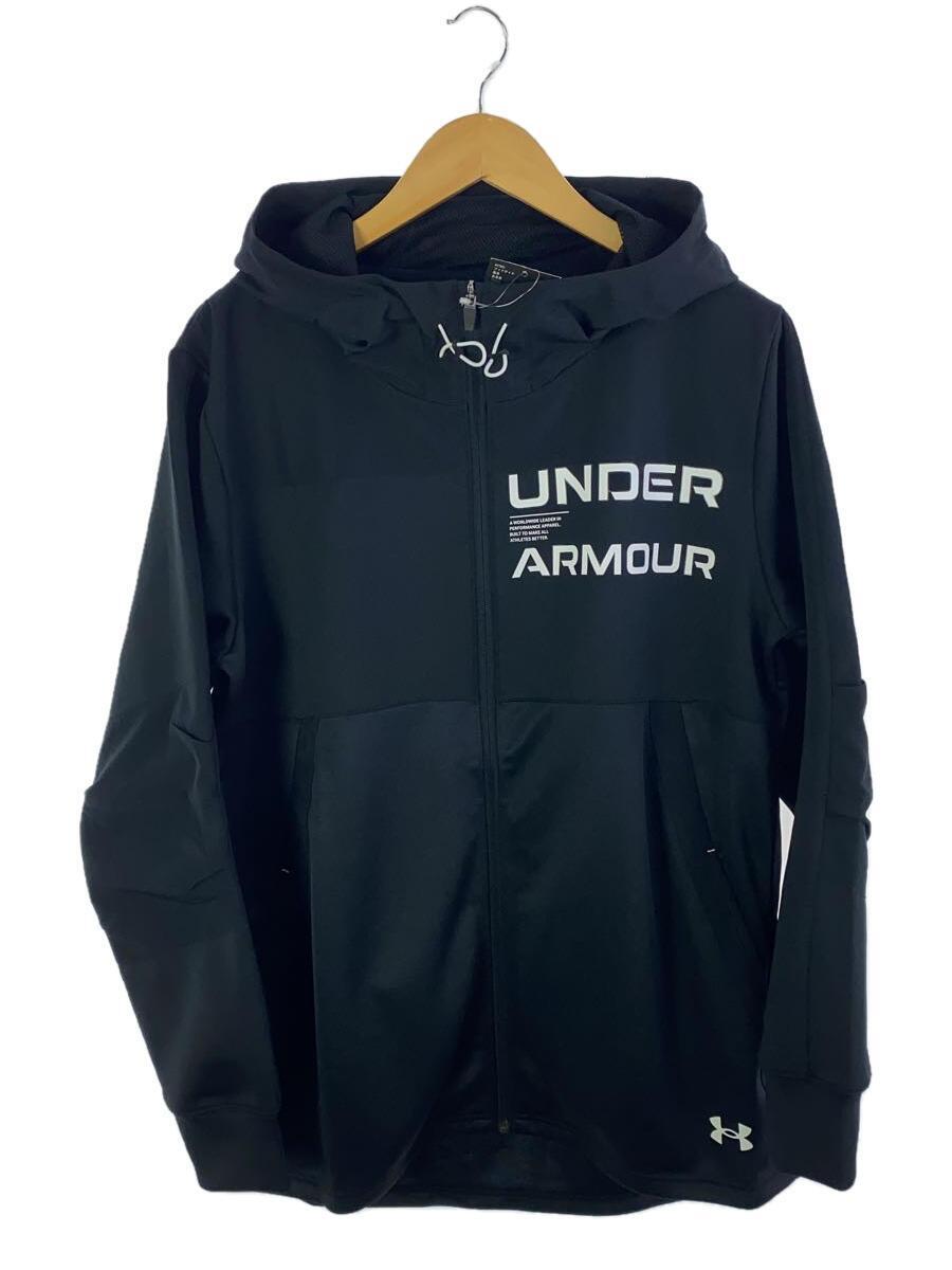 UNDER ARMOUR◆ジップパーカー/XXL/ポリエステル/BLK/無地/1381339_画像1